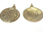 1 Pendant - Tibetan brass infinity knot endless knot symbol with reverse side om mantra pendant from Nepal - CP139
