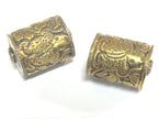 1 BEAD - Tibetan brass bead with frog repousse design - BD893C