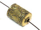 1 BEAD - Tibetan brass bead with frog repousse design - BD893C
