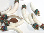 1 Pendant- Tibetan Naga Conch shell pendant with mix turquoise lapis inlay - PM366K