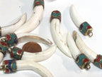 1 Pendant- Tibetan Naga Conch shell pendant with mix turquoise lapis inlay - PM366K