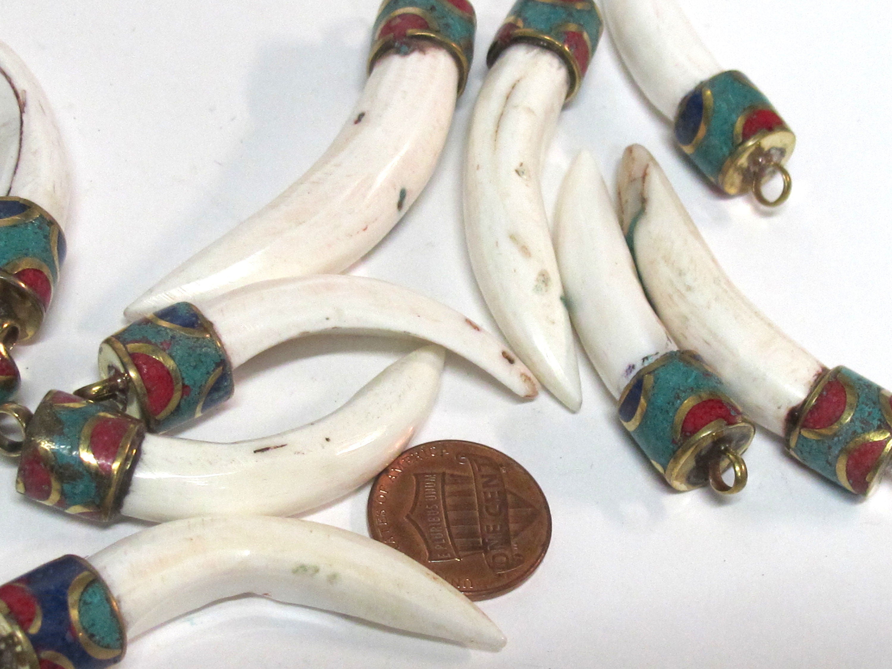 1 Pendant- Tibetan Naga Conch shell pendant with mix turquoise lapis inlay - PM366K