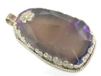 OOAK Large Big Tibetan agate gemstone pendant with floral design - PM581RF