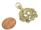 1 Pendant - Ethnic Tibetan Two golden fish auspicious Buddhist symbol charm Brass pendant Nepal - CP021C
