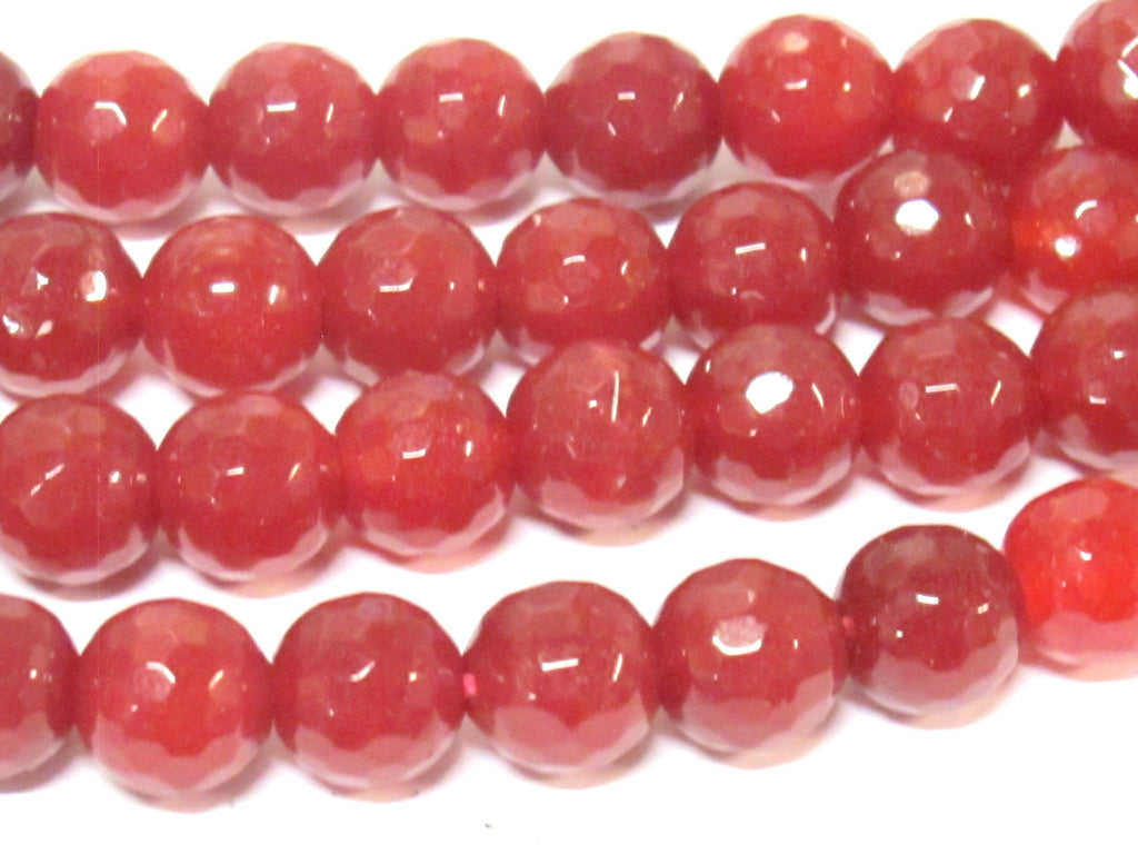 10 BEADS - Faceted maroon wine color dyed jade faceted gemstone beads 10 mm - GM252K