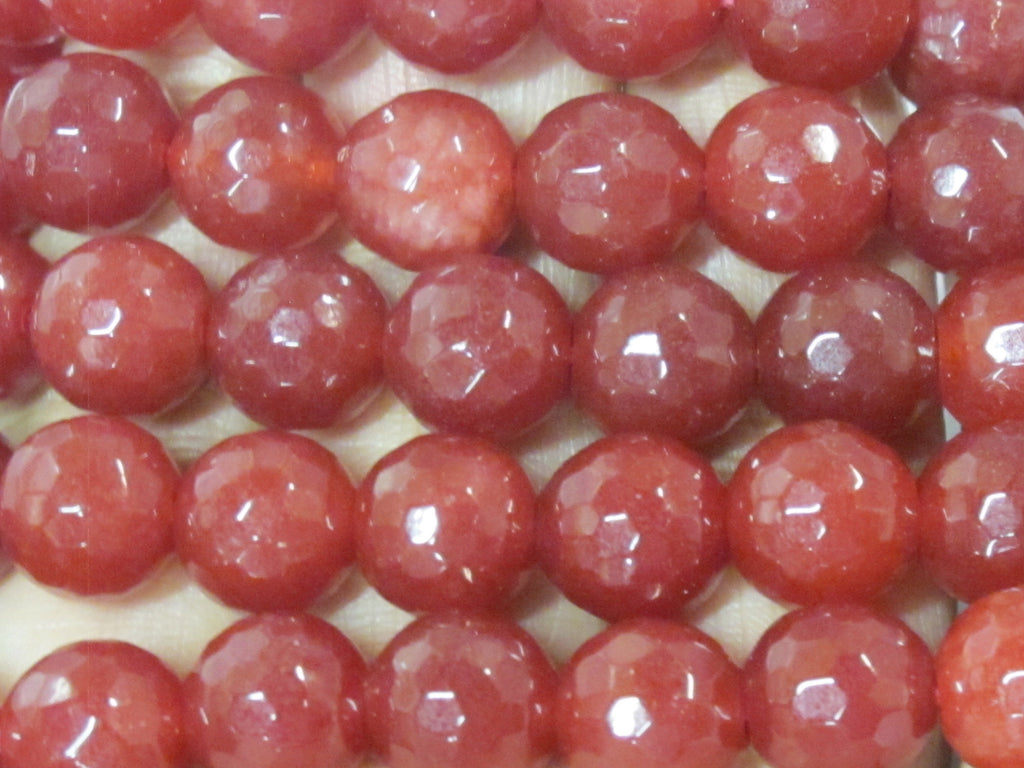 10 BEADS - Faceted maroon wine color dyed jade faceted gemstone beads 10 mm - GM252K