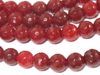 10 BEADS - Faceted maroon wine color dyed jade faceted gemstone beads 10 mm - GM252K