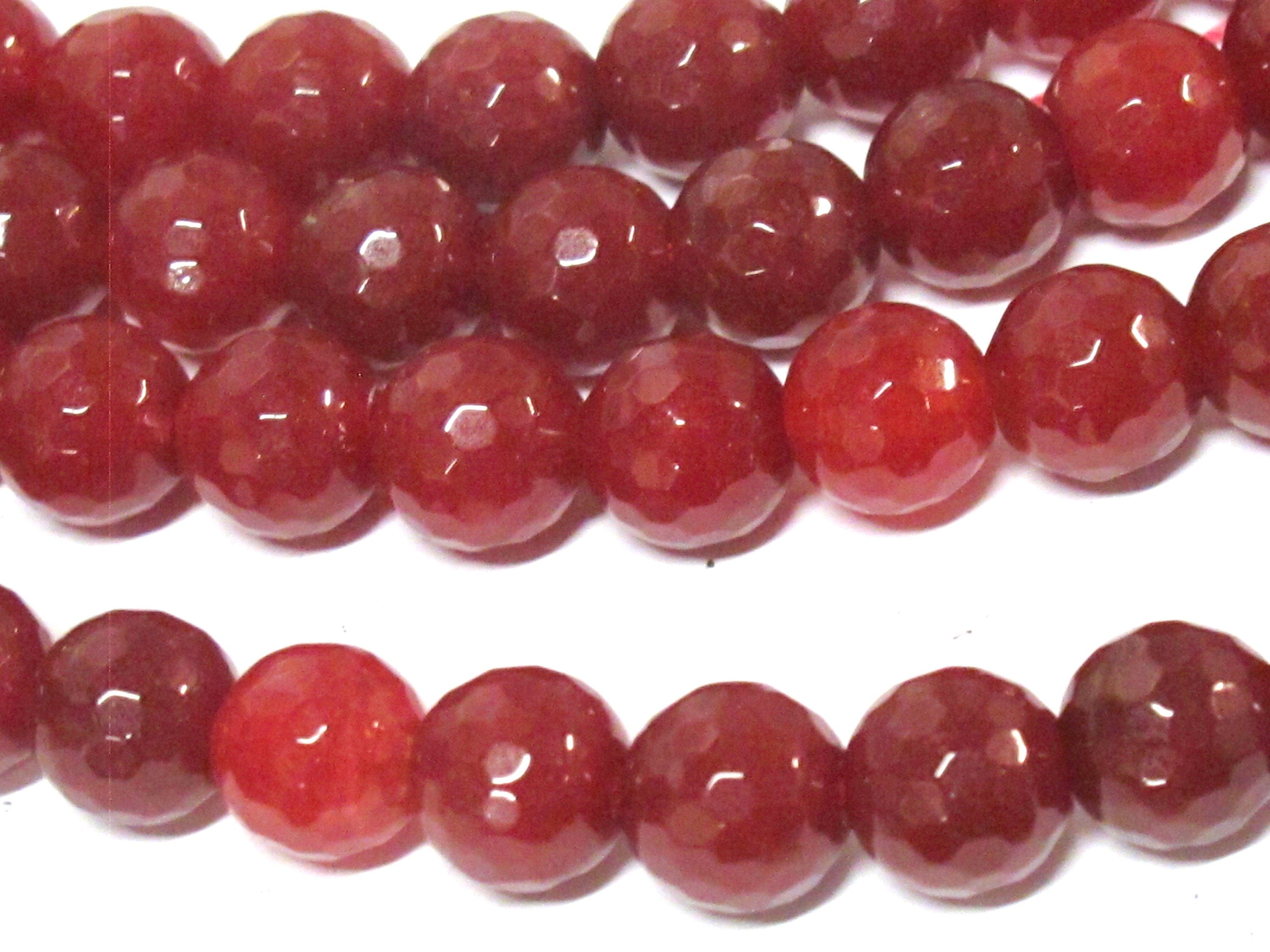 10 BEADS - Faceted maroon wine color dyed jade faceted gemstone beads 10 mm - GM252K