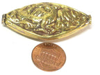 1 Bead - Dual sided large size Tibetan brass bead antiqued golden finish eagle phoenix bird carving repousse bead from Nepal - BD882B