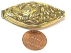 1 Bead - Dual sided large size Tibetan brass bead antiqued golden finish eagle phoenix bird carving repousse bead from Nepal - BD882B