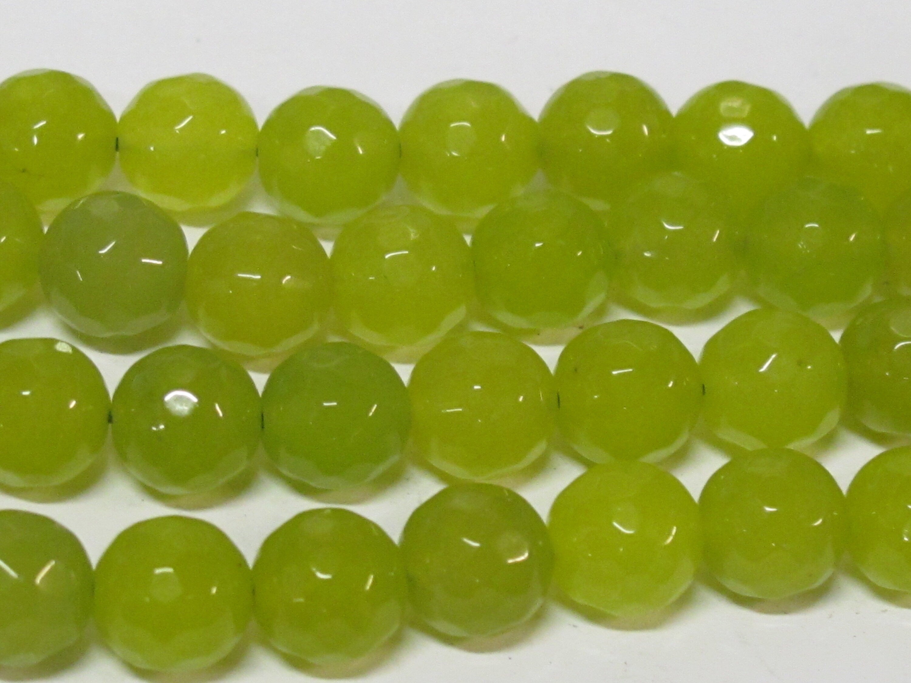 10 BEADS - Faceted lime green color dyed jade faceted gemstone beads 10 mm - GM252L
