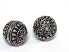2 BEADS - Large Tibetan oval shape antiqued silver color finish metal alloy focal beads heart design 16 mm - BD645C