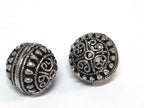1 BEAD - Large Tibetan oval shape antiqued silver color finish metal alloy focal beads heart design 16 mm - BD645C