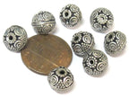 4 BEADS - Tibetan oval shape antiqued silver color finish small size metal alloy beads from Nepal - BD645D