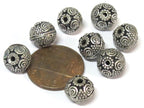 8 BEADS - Tibetan oval shape antiqued silver color finish small size metal alloy beads from Nepal - BD645D