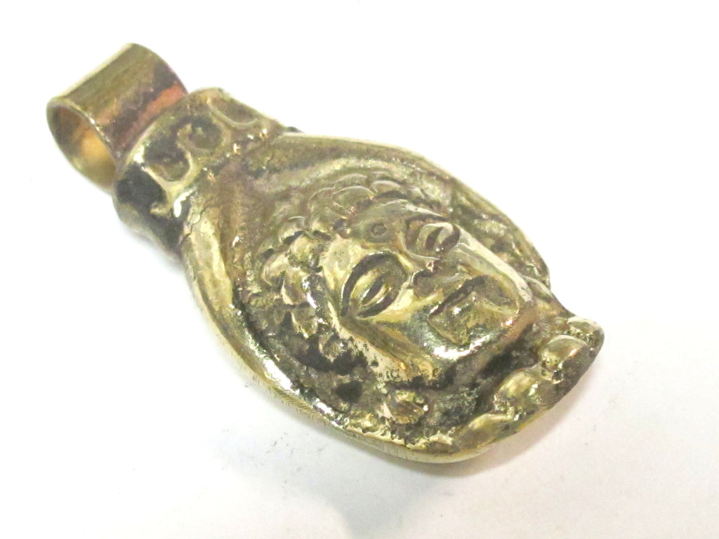 Buddha Pendant - Brass buddha hand Medium large heavy Tibetan Buddha hand solid brass pendant from Nepal -copyright Nepalbeadshop - CP140