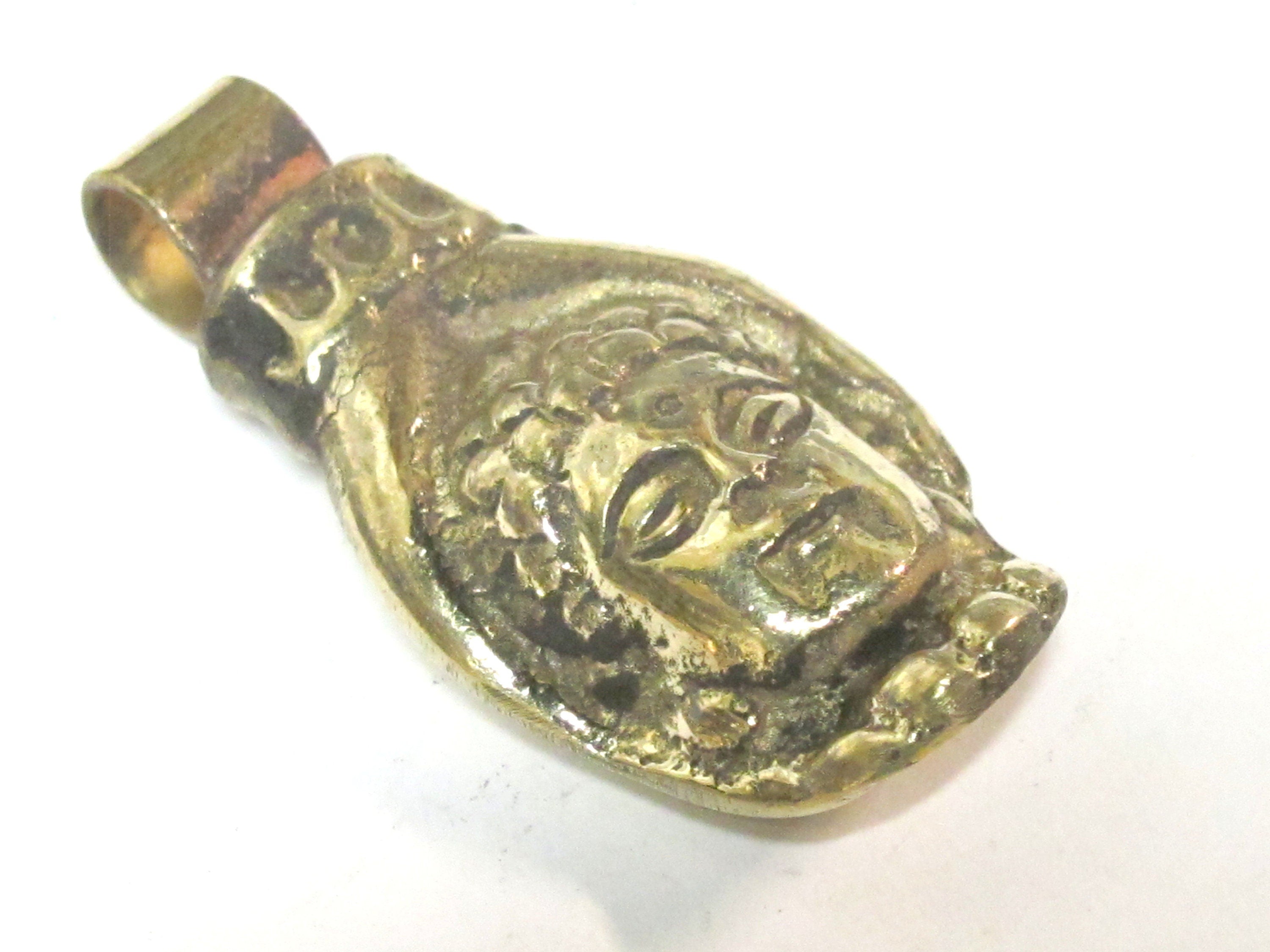 Buddha Pendant - Brass buddha hand Medium large heavy Tibetan Buddha hand solid brass pendant from Nepal -copyright Nepalbeadshop - CP140