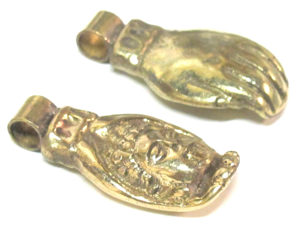 Buddha Pendant - Brass buddha hand Medium large heavy Tibetan Buddha hand solid brass pendant from Nepal -copyright Nepalbeadshop - CP140