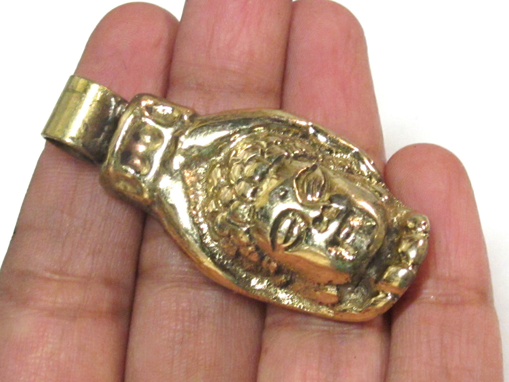 Buddha Pendant - Brass buddha hand Medium large heavy Tibetan Buddha hand solid brass pendant from Nepal -copyright Nepalbeadshop - CP140