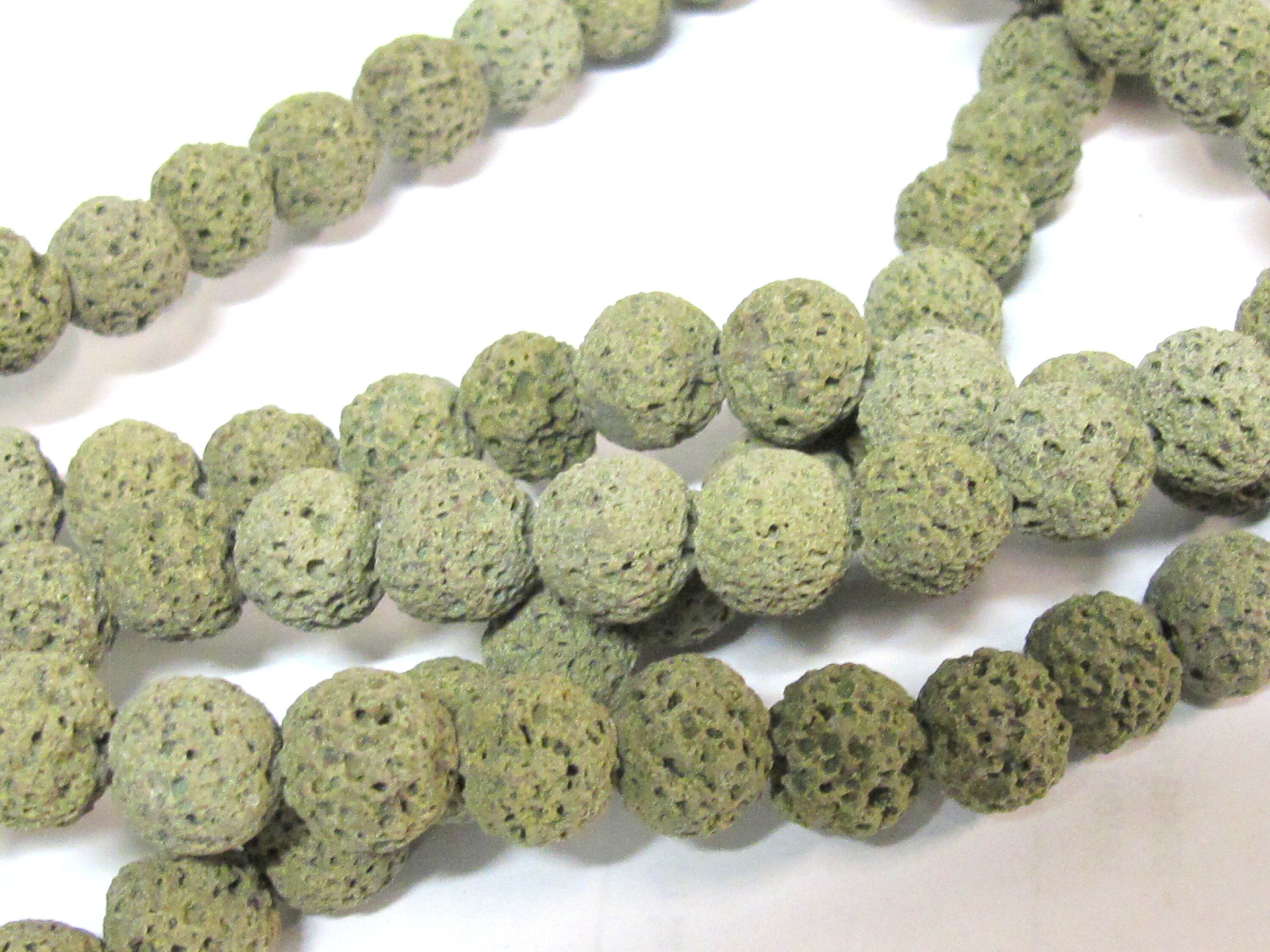 10 Beads - Green color lava beads round shape 10 mm size - NB151K