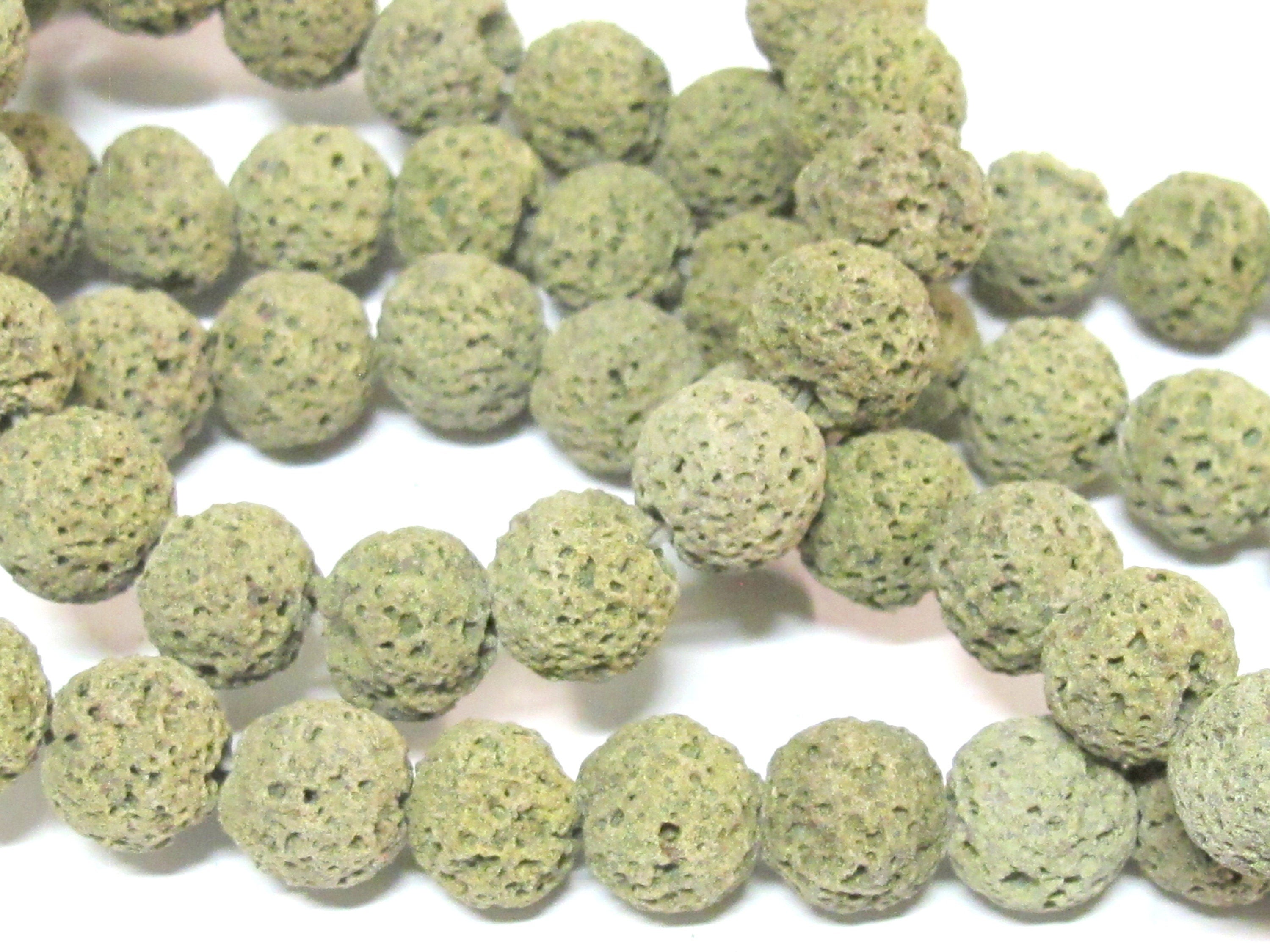 10 Beads - Green color lava beads round shape 10 mm size - NB151K