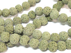 10 Beads - Green color lava beads round shape 10 mm size - NB151K