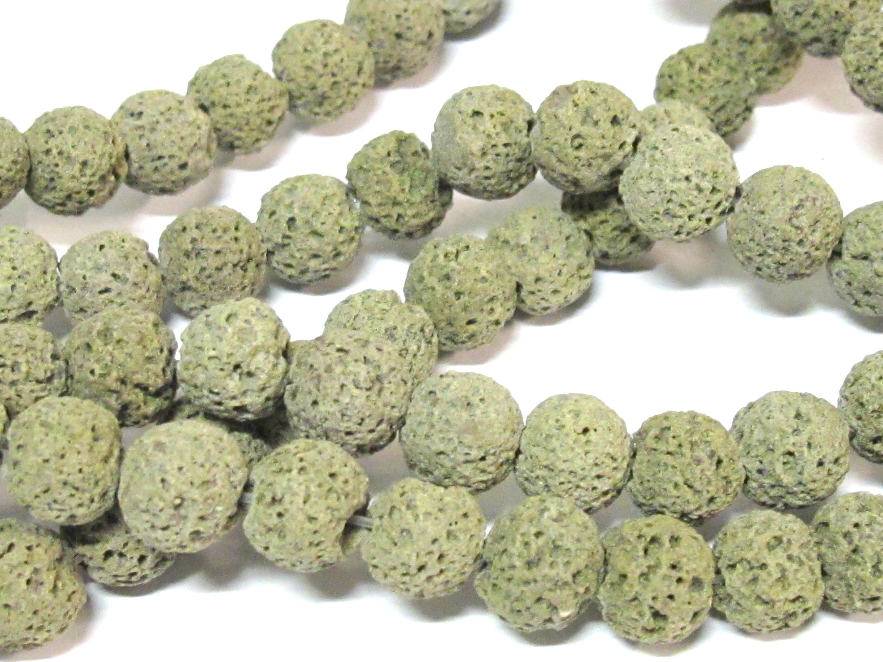 10 Beads - Green color lava beads round shape 10 mm size - NB151K