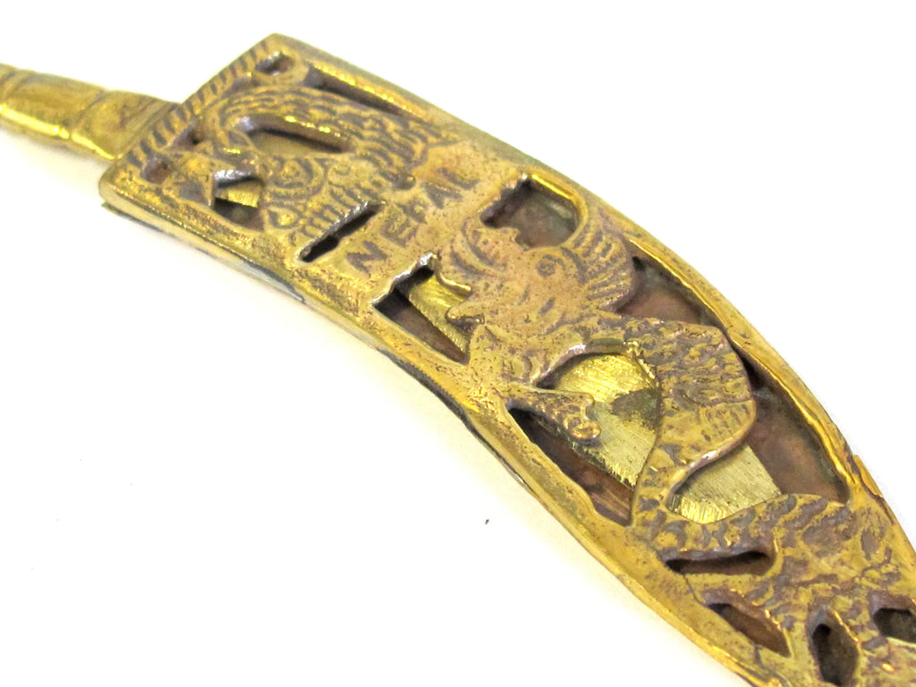 Ethnic decor Brass Khukri decor knife with tibetan dragon design from nepal - JM011