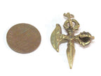 1 Pendant - Ethnic small medium size Tibetan Dorje Vajra axe brass pendant from Nepal - CP137