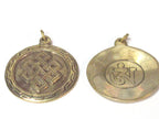 1 Pendant - Tibetan brass infinity knot endless knot symbol with reverse side om mantra pendant from Nepal - CP139