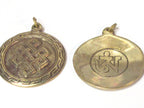 1 Pendant - Tibetan brass infinity knot endless knot symbol with reverse side om mantra pendant from Nepal - CP139