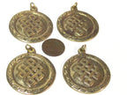 1 Pendant - Tibetan brass infinity knot endless knot symbol with reverse side om mantra pendant from Nepal - CP139