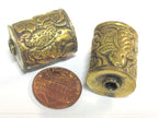 1 BEAD - Tibetan brass bead with frog repousse design - BD893C
