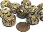 2 Beads -nepal beads tibetan beads Old shell beads Large size 19 - 21 mm Tibetan Om carved conch shell beads- CH006K