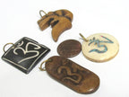 4 bone pendants - Nepal om bone pendants recycled cattle bone pendant charms yoga bag accessories Nepal wholesale lot PB079K