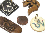 4 bone pendants - Nepal om bone pendants recycled cattle bone pendant charms yoga bag accessories Nepal wholesale lot PB079K