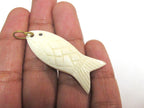 1 pendant - Tibetan recycled cattle recycled cattle bone carved fish design charm pendant from Nepal - PB074K