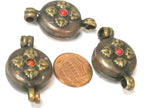 1 Pendant - Small size Tibetan Nepal double dorje prayer kalamantra box rustic finish copper pendant - PM306B