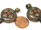 1 Pendant - Small size Tibetan Nepal double dorje prayer kalamantra box rustic finish copper pendant - PM306B