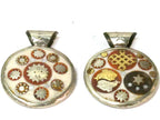 1 Pendant - Reversible round white cream color sun moon star tibetan recycled cattle bone pendant with infinity knot fish symbol - PM176K