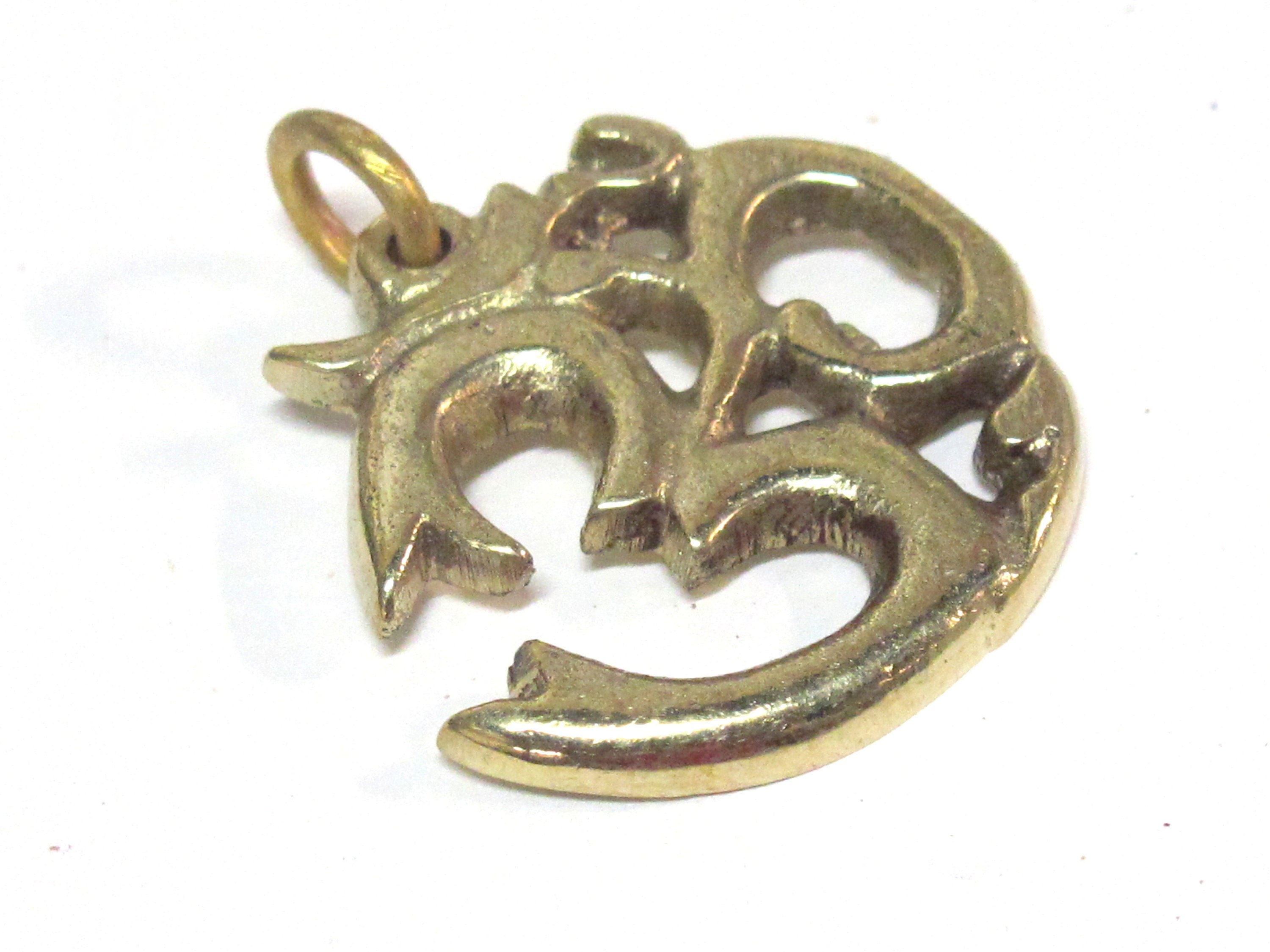 1 Pendant - Tibetan Brass Om pendant from Nepal - CP028K