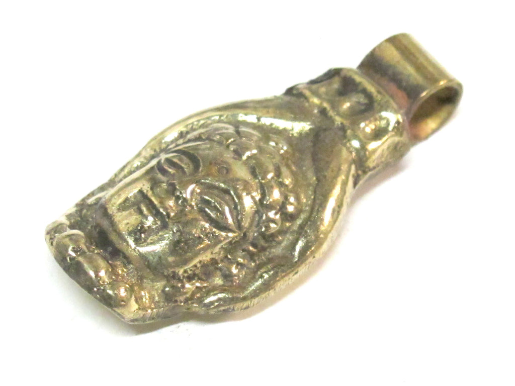 Buddha Pendant - Brass buddha hand Medium large heavy Tibetan Buddha hand solid brass pendant from Nepal -copyright Nepalbeadshop - CP140