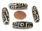 1 Bead - Long Tibetan etched agate dzi 9 eye bead 29 to 30 mm long x 10 - 11 mm thick- GM310K