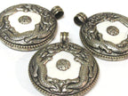 Tibetan pendants - Exotic naga conch shell Tibetan antiqued silver double Dragon Tibetan pendant Nepal - PM246K