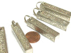 1 Pendant - Tibetan pendants charm -Tibetan rectangular cuboid shape silver finish filigree pendant- ethnic nepal supplies PM118Kx