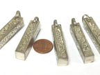 1 Pendant - Tibetan pendants charm -Tibetan rectangular cuboid shape silver finish filigree pendant- ethnic nepal supplies PM118Kx
