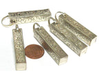 1 Pendant - Tibetan pendants charm -Tibetan rectangular cuboid shape silver finish filigree pendant- ethnic nepal supplies PM118Kx