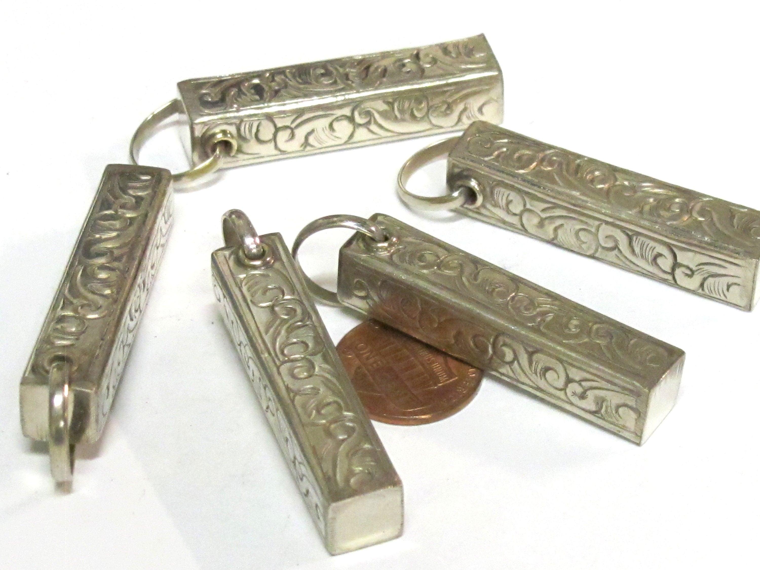 1 Pendant - Tibetan pendants charm -Tibetan rectangular cuboid shape silver finish filigree pendant- ethnic nepal supplies PM118Kx
