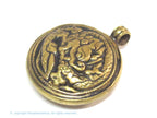 1 Pendant - Tibetan Brass reversible dragon pendant ethnic design brass filigree repousse carving Nepal - PM614