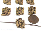10 Beads - Reversible Light weight acrylic antiqued brown color Ganesha beads - BD661s